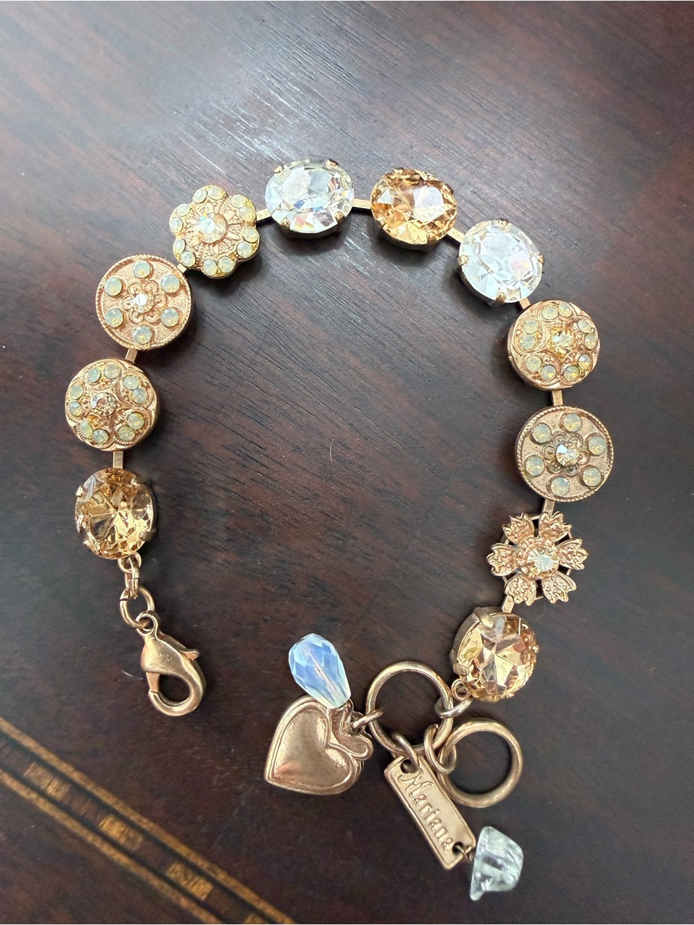 Mariana JewelryGold Bracelet with Clear and Champagne Oval Crystals